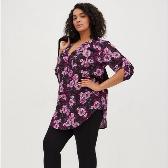 Harper Georgette Pullover 3/4 Sleeve Tunic Blouse - Picture 1 of 7